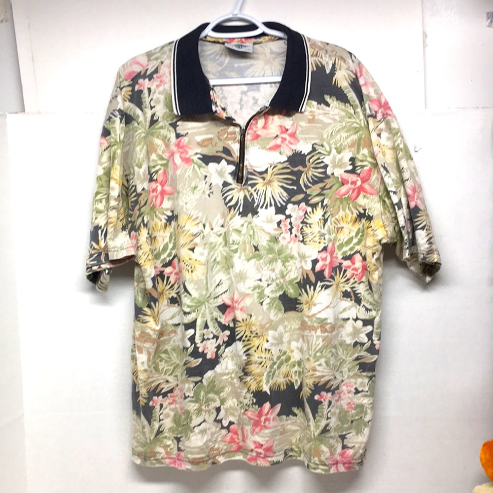Jimmy’Z Men Pullover 1/4 front zipper, Casual Aloha Print Wear